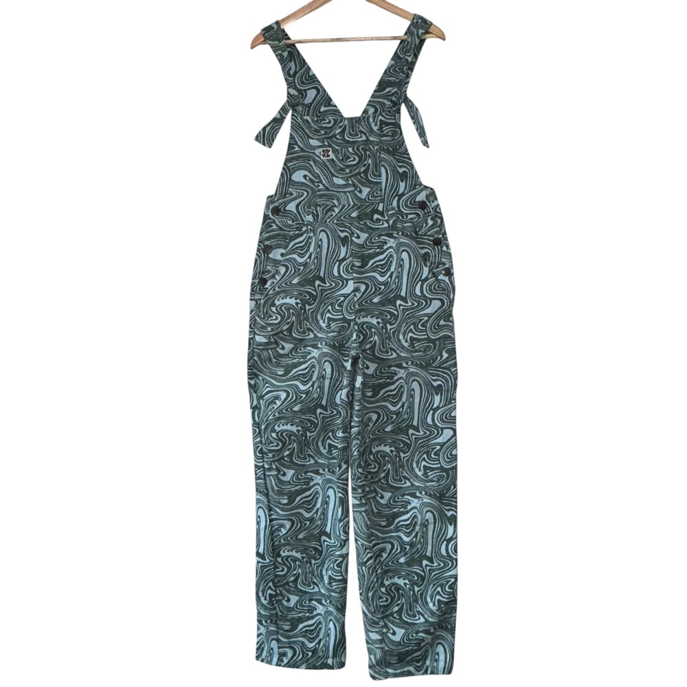 Lucy and Yak Overalls Womens Swirl Marble Print Excellent Organic US 2 Teal